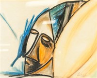 Spanish Pastel on Paper Signed Picasso