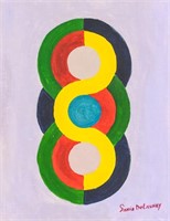 American Oil on Canvas Signed Sonia Delaunay