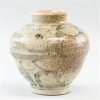 Korean Buncheong Ware Jar with Peeonies