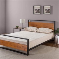 Zinus Ironline Metal and Wood Platform Bed, Queen