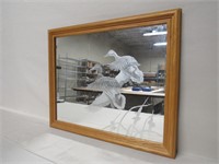 Framed Mirror w/Etched Ducks & Cattails