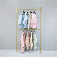 Industrial Pipe Clothes Rack, Gold