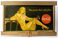 1947 Coca Cola Cardboard Ad & Kay Display Frame