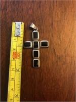 Signed Mexico sterling silver cross pendant