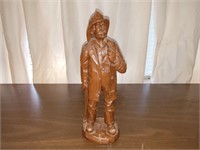 Handcrafted Wooden Fireman Statue