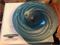 Huge Lenox Seaview Swirl 18 inch art glass platte