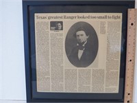 Texas Ranger Framed Article and Geronimo Picture