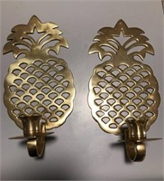Pair of brass pineapple sconces