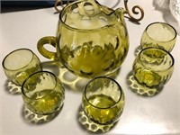 Very nice pitcher thumbprint with glasses