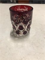 1898 Worlds Fair Omaha ruby red souvenir glass