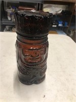 Vintage Indian amber glass cigar jar