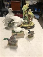 Lot of 5 bird figures- some are music boxes