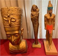 193 - 3 EGYPTIAN STATUES APPRX 16"H