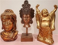 193 - LOT OF 3 GOLD-TONE BUDDHAS