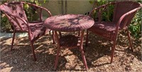 193 - RATTAN PATIO CHAIRS & ROUND TABLE