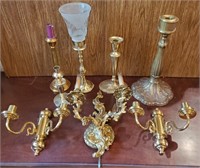 193 - ASSORTED WALL & TABLE TOP CANDLE HOLDERS