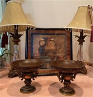 193 - TABLE LAMPS, ART & PEDESTAL BOWLS