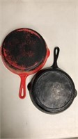 Griswold enameled #7 & #7 cast iron pans