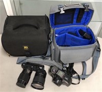 Camera lenses, camera, bags lot