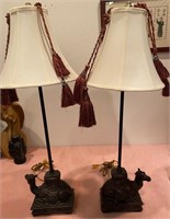 193 - PAIR OF MATCHING CAMEL LAMPS 32"H