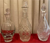 193 - LOT OF 3 CRYSTAL DECANTERS
