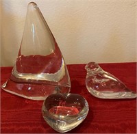 193 - 3 CRYSTAL PAPER WEIGHTS