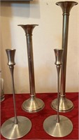 193 - LOT OF 4 BRASS CANDLE HOLDERS MAX 23"H