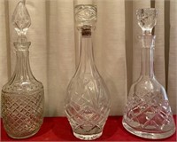 193 - 3 BEAUTIFUL CRYSTAL DECANTERS