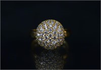 Gold-tone Sterling Silver CZ Ring