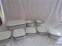 Vintage White Enamel Storage Dishes