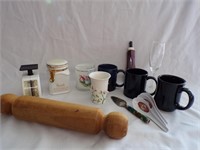 Vintage Rolling Pin,Coffee Cups,Scale