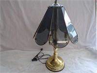 8 Panel Smokey Etched Glass Table Lamp