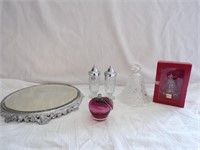 Vanity Mirror Tray,Mikasa Glass Bell And Ornament