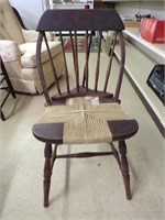 Antique Rush Seat Brace Back Spindal Chair