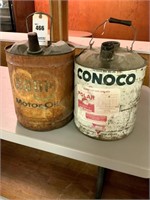 2-Vintage 5 Gallon Motor  Aid Cans