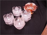 Marigold carnival glass two-handled compote