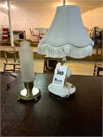 Vintage Rubylane Dresser Lamp with Brass Base