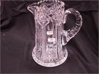 Vintage cut glass water serving pitcher, 9" high