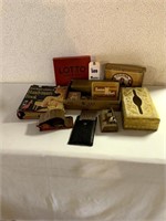 Vintage Cigarette Roller, Wooden Kleenex Box,