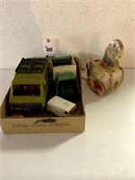 Box of Old Toys, Tonka Garbage Truck & Van,