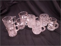 Eight early American pressed glass mugs, 3" high