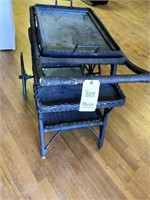 Wicker Tea Cart with Removal Glass Tray