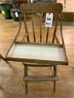 Vintage Child's Wooden High Chair w/Tray