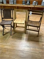 3-Wood Slat Folding Chairs