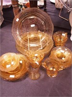 22 pieces of amber Depression glass , Patrician