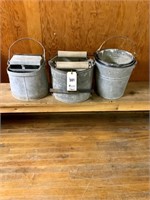 2  Galvanized Scrub Buckets, 2 Galvanized Pails