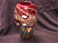 Contemporary 12" high art glass vase