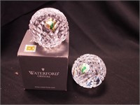 Two Waterford crystal baseball paperweights: St .