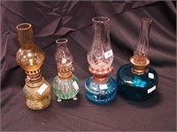 Four colored miniature oil lamps: turquoise