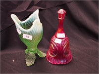6 1/4" high green opalescent Northwood vase